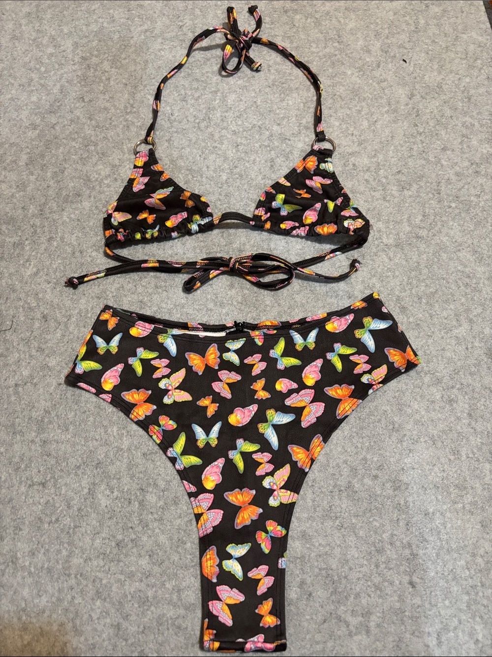 J. Valentine Black Butterfly Print Rave Set